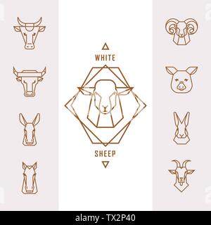 Große Tiere illustration Vektor einrichten von 9 Abbildung Stock Vektor