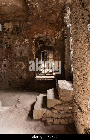 Rom. Italien. Insula dell'Ara Coeli, Reste eines römischen Wohnhauses aus dem 2. Jahrhundert n. Chr., Innenansicht der dritten Etage. Stockfoto