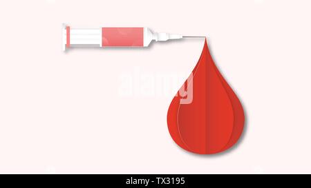 Element Dekoration für Weltblutspendetag am 14. Juni. Vector Illustration in Papier geschnitten und Handwerk Stil. Dieses Design ist für Poster, Banner, advertisem Stock Vektor