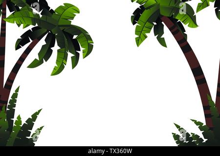 Palmen und tropischen Pflanzen Vorlage flachbild Vector Illustration auf weißem Hintergrund. Stock Vektor