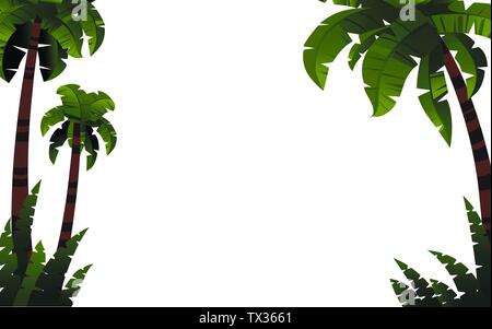 Palmen und tropischen Pflanzen Vorlage flachbild Vector Illustration auf weißem Hintergrund. Stock Vektor