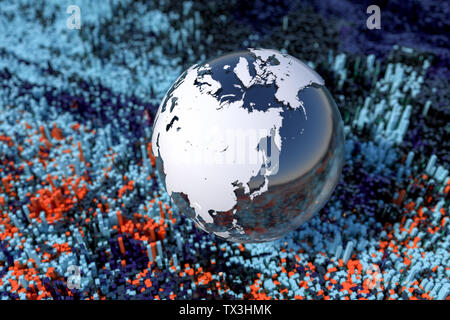 Konkav-konvexen wechselndes Terrain und Erde Modell drei-dimensionale Darstellung Stockfoto