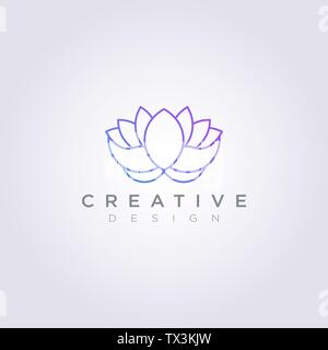 Schöne Blume und Peacock Vector Illustration Design Clipart Symbol Logo Vorlage. Stock Vektor