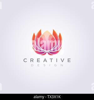 Bunt dekorativ Lotus Flower Vector Illustration Design Clipart Symbol Logo Vorlage. Stock Vektor