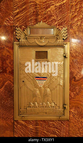 Iconic Art déco-Letter Box, Interieur, Chrysler Building, New York City, New York, USA Stockfoto