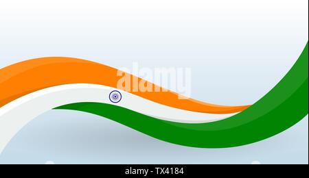 Indien Nationalflagge. Winkende ungewöhnliche Form. Design Template für die Dekoration von Flyer und Visitenkarten, Poster, Banner und Logo. Isolierte Vector Illustration. Stock Vektor