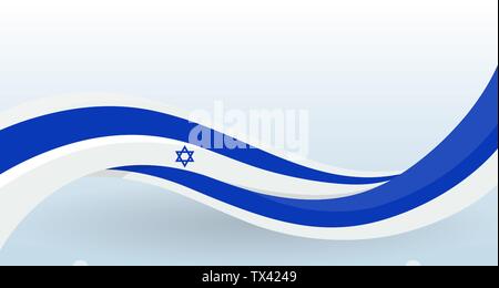 Israel Nationalflagge. Winkende ungewöhnliche Form. Design Template für die Dekoration von Flyer und Visitenkarten, Poster, Banner und Logo. Isolierte Vector Illustration. Stock Vektor