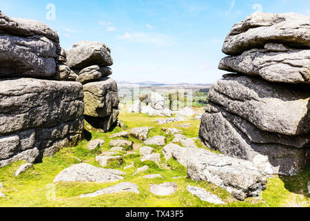 Combestone Tor Dartmoor Devon, UK, Combestone Tor, Granit Tor, Dartmoor, England, Combestone Tor Combestone Dartmoor, Devon, Dartmoor Dartmoor, Stockfoto