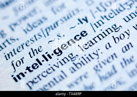 Stichwort in einem Wörterbuch, Intelligenz Stockfoto