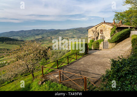 Italien, Toskana, Berg Dorf Panzano in Chianti Stockfoto