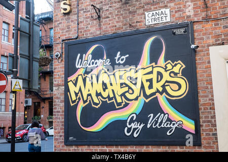 Manchester's, Gay Village, von Manchester Gay Village, Canal Street, Manchester, Norden, Norden, North West, Stadt, England, Englisch, GB, UK, England, Großbritannien, Europa, Stockfoto