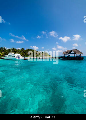 Malediven, Ross Atoll, Jetty Stockfoto