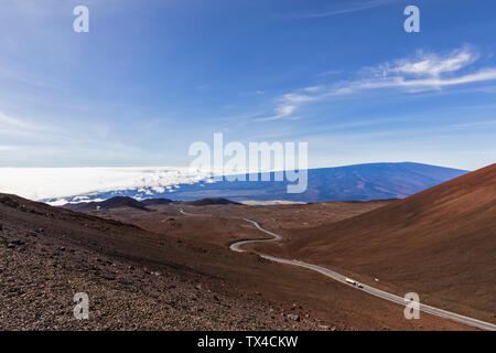 USA, Hawaii, Mauna Kea der Vulkan Mauna Kea, Zufahrt zum Gipfel des Mauna Kea Stockfoto