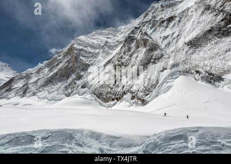 Nepal, Solo Khumbu, Everest, Bergsteiger an der Western Cwm Stockfoto