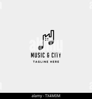 Musik Stadt Logo Design Vector einfaches Symbol isoliert Stock Vektor