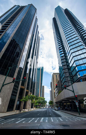Hawaii, Oahu, Honolulu, hohe Gebäude im Geschäftsviertel Stockfoto