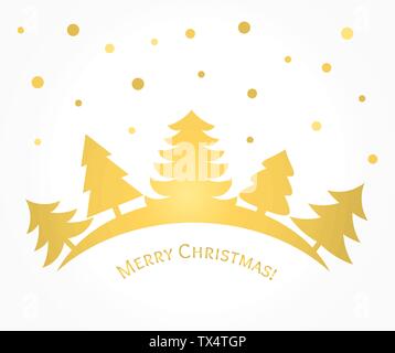 Gold Weihnachtsbäume Karte. Vector Illustration Stock Vektor