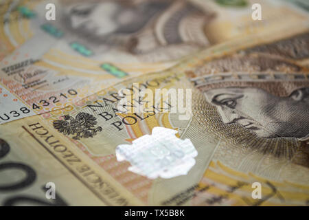 Zweihundert Zloty Banknoten. Die Narodowy Bank Polski. Stockfoto
