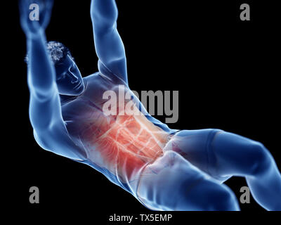 3D-gerenderte Abbildung: Ein Mann, ein ABS-Training Stockfoto