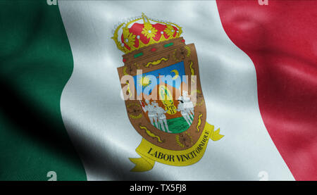 Zacatecas Stadt Flagge Land Mexiko Detailansicht 3D-Rendering Stockfoto