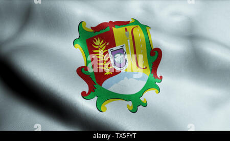 3D-Wehende Flagge von Nayarit Stadt Detailansicht Stockfoto