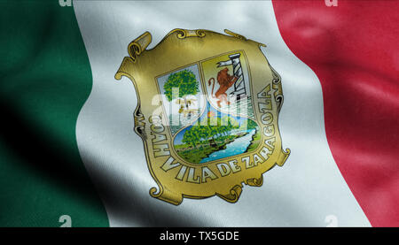 Coahuila Stadt Flagge Land Mexiko Detailansicht 3D-Rendering Stockfoto