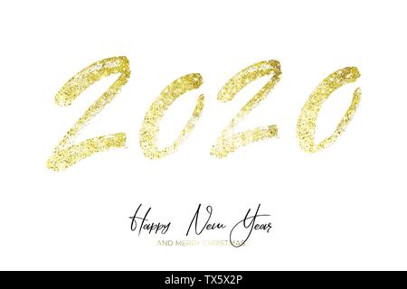 Frohes Neues Jahr 2020 mit goldenen Glitter. Stock Vektor