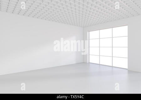 Streulicht Licht vom Fenster auf den weißen Büro. 3D-Rendering Stockfoto