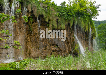 Mali Prstavac Wasserfall, Nationalpark Plitvicer Seen, Kroatien Stockfoto