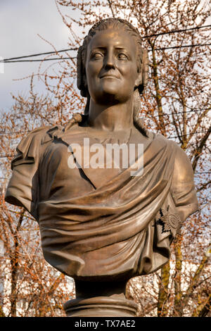 Büste der russischen Kaiserin Katharina II. Die Große in Tiraspol, Transnistrien, Republik Moldau Stockfoto