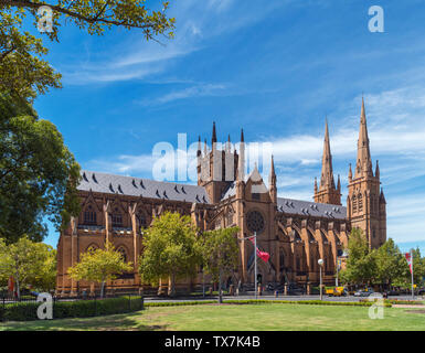 Str. Marys Kathedrale von Hyde Park, Sydney, New South Wales, Australien Stockfoto