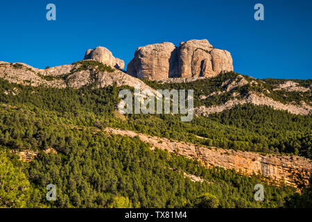 Roques de Benet, Felsvorsprüngen im Parque Natural Dels Ports, Katalonien, Spanien Stockfoto