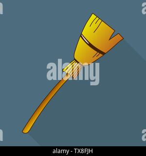 Halloween Hexen Besen. Traditionelle Halloween Symbol, Zubehör Objekt, Cartoon Besen. Vector Illustration für Ihr Design. Stock Vektor