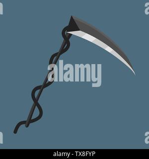 Cartoon Schwarz Waffe Sense. Cartoon Stil. Werkzeug des Todes. Vector Illustration für Ihr Design, Game, Karte, Web. Stock Vektor