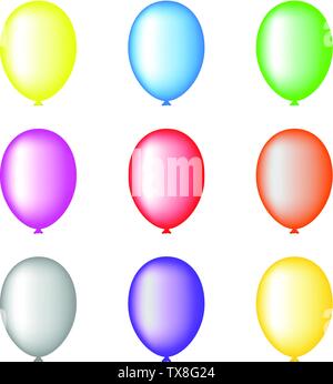 Satz farbiger Ballone isoliert auf weißem Hintergrund für Ihr Design, Game, Karte. Vector Illustration. Stock Vektor