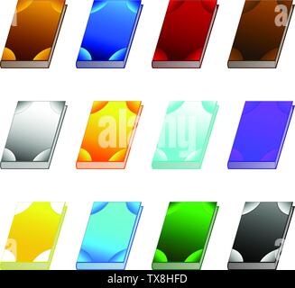 Satz von verschiedenen Büchern auf weißem Hintergrund. Isolierte GUI Design Elemente. Vector Illustration für Design, Game, Karte. Stock Vektor
