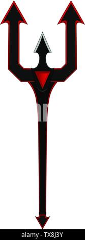 Neptun Trident Vektor. Cartoon Devil's Waffe. Fantasy Magic Waffe. Vector Illustration auf weißen Hintergrund für Ihr Design, Game, Karte isoliert. Stock Vektor