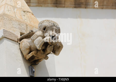 Nahaufnahme Blick auf die gargoyle Terra Santa Römisch-katholische Kirche Der Jungfrau Maria der Grazien, Larnaca, Zypern Stockfoto