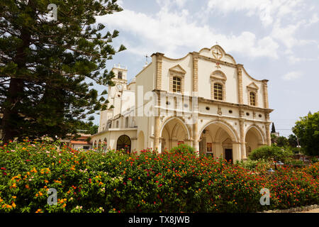 Die Römisch-katholische Kirche Unserer Lieben Frau von der Gnaden, die Kirche der Jungfrau Maria der Grazien, Terra Santa, Larnaca, Zypern. Juni 2019 Stockfoto