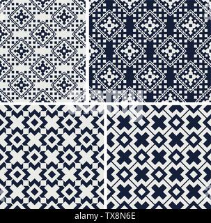 Geometrische nahtlose Muster. Satz von einfarbigen Ornamenten. Vector Illustration Stock Vektor