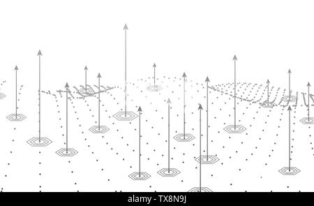 Abstract vector Dreidimensionale digitale Geländemodelle der großen Daten Konzept, Grafik mit künstlicher Intelligenz Konzept Stockfoto