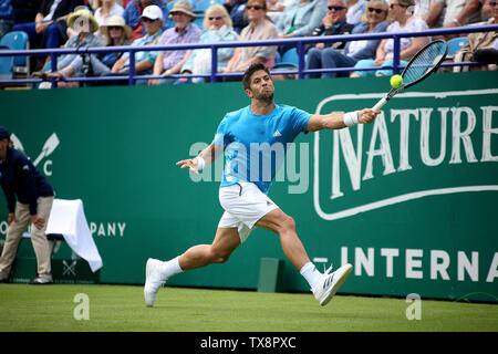 Eastbourne, Großbritannien. 24. Juni, 2019. Fernando Verdasco aus Spanien während seiner Mens Singles Match gegen John millman von Australien an der Natur Tal International Eastbourne 2019, International Tennis, in Devonshire Park in Eastbourne am Montag, den 24. Juni 2019. Bitte beachten Sie die redaktionelle Nutzung nur. pic von Tom Smeeth/Andrew Orchard sport Fotografie./Alamy Live News Credit: Andrew Orchard sport Fotografie/Alamy leben Nachrichten Stockfoto