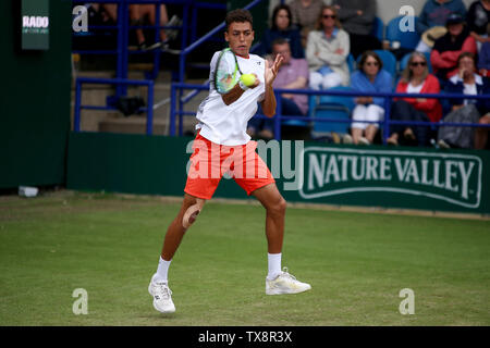 Eastbourne, Großbritannien. 24. Juni, 2019. Paul Jubb während der Match gegen Taylor Fritz auf die Natur Tal International Eastbourne 2019, International Tennis, in Devonshire Park in Eastbourne am Montag, den 24. Juni 2019. Bitte beachten Sie die redaktionelle Nutzung nur. pic von Tom Smeeth/Andrew Orchard sport Fotografie./Alamy Live News Credit: Andrew Orchard sport Fotografie/Alamy leben Nachrichten Stockfoto