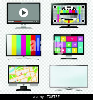 TV und Computer Monitor auf transparentem Hintergrund einstellen Stock Vektor