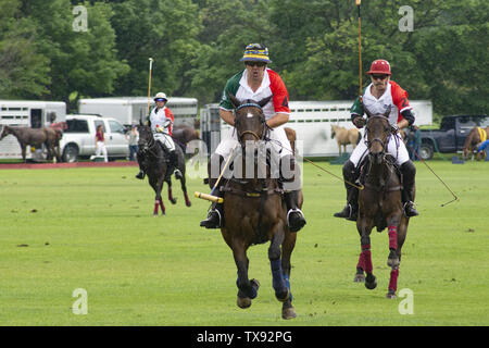 Juni 23, 2019 - Oak Brook, Illinois, USA - Mexiko internationale Polo Club konkurriert mit dem Oak Brook Polo Club, der Butler Challenge Cup am Sonntag, 23. Juni 2019 in Oak Brook, Illinois (ein Vorort von Chicago) gehostet werden. Endstand war 8 bis 6 mit Oak Brook verdienen den Gewinnen. Die Michael Butler Familie war an Hand der Trophäe zu präsentieren. (Bild: © Karen I. Hirsch/ZUMA Draht) Stockfoto