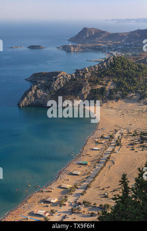 Tsambika Strand - das beliebteste Reiseziel in Rhodos Griechenland Stockfoto