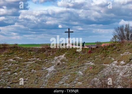 Die lochnagar Krater in der Nähe von La Boisselle Schlachtfelder an der Somme, Frankreich Stockfoto