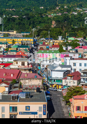 ROSEAU, DOMINICA - Dezember 14, 2016: Dominica ist ein Inselstaat in der Karibik mit einer Hauptstadt Roseau. Kategorie 5 Hurrikan Maria struc Stockfoto