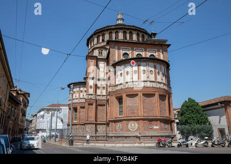 Mailand, Italien - 27. Juni 2018: die Fassade von Santa Maria delle Grazie (Heilige Maria der Gnade) Stockfoto