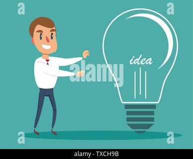Ein Mitarbeiter fand die Idee und berührte ihn. Business Konzept Stock Vektor